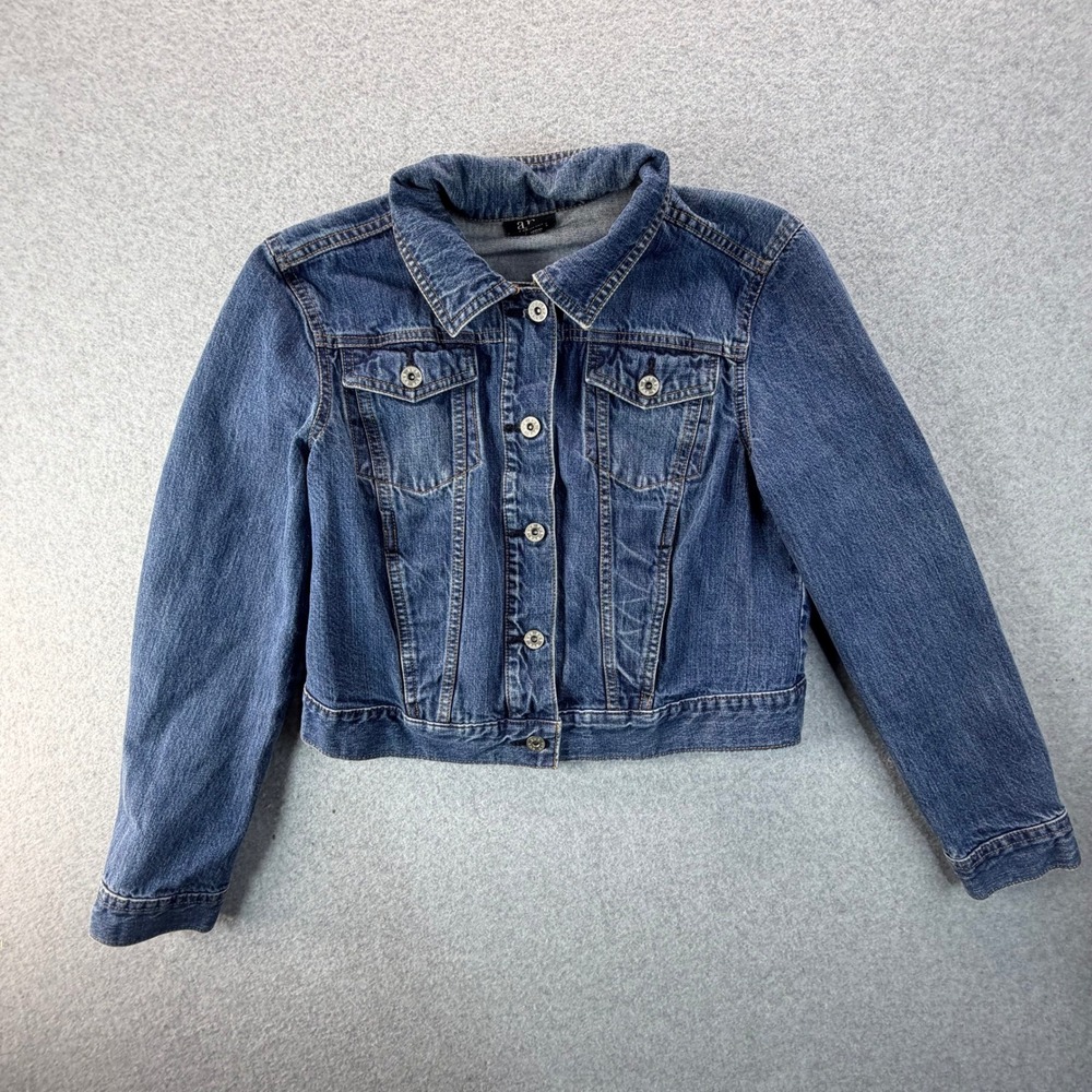 ana A New Approach Womens Blue Denim‎ Trucker Jacket Medium Wash Cotton Size L